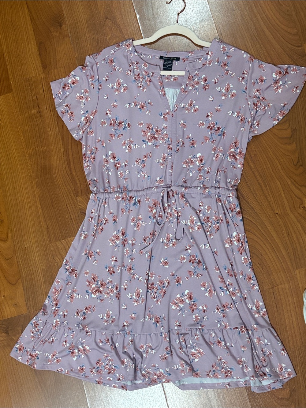 Robert Louis Dusty Lavender Floral Tie-Waist Mini Dress